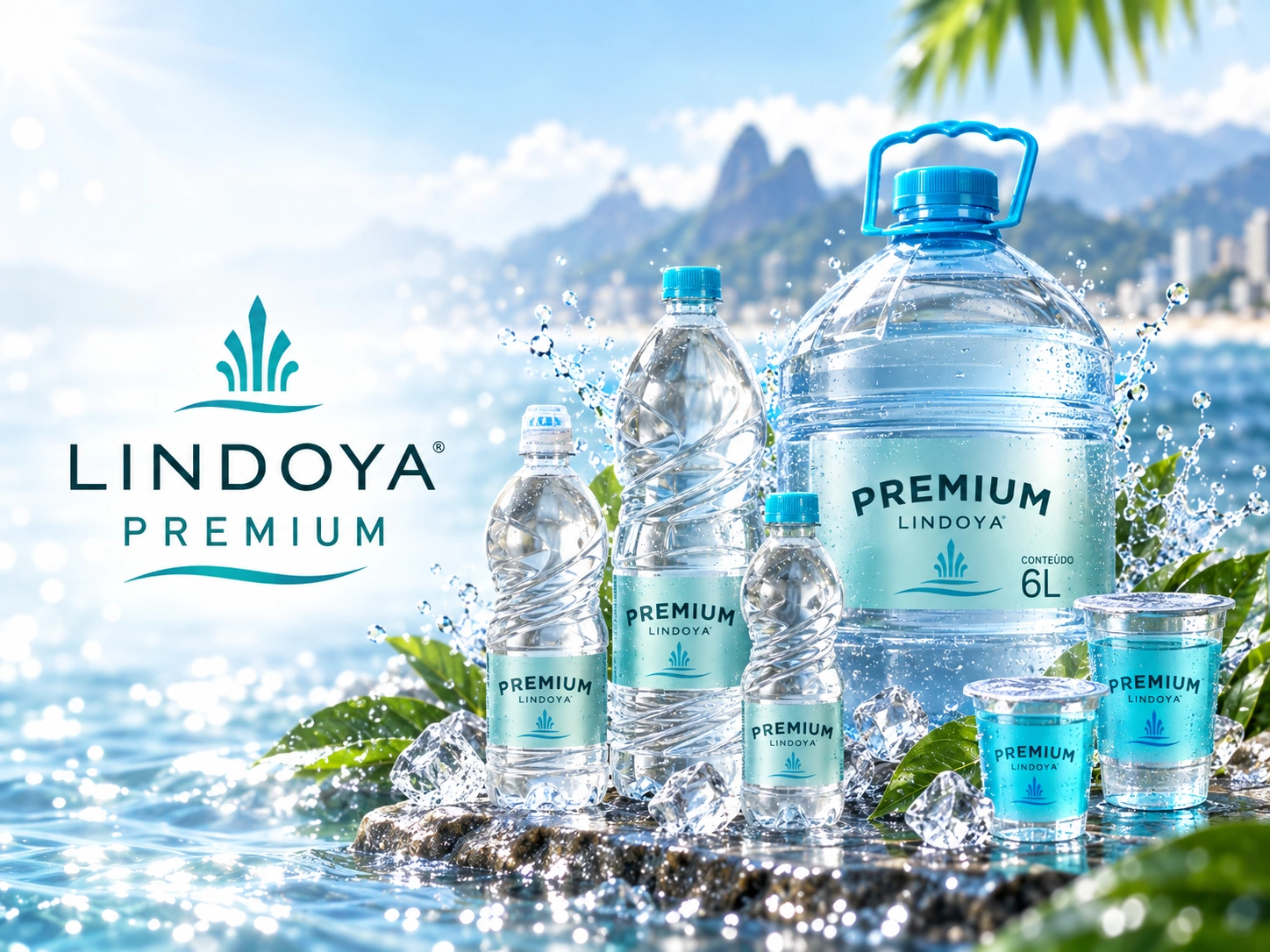 Garrafas de água mineral da linha Lindóia Premium